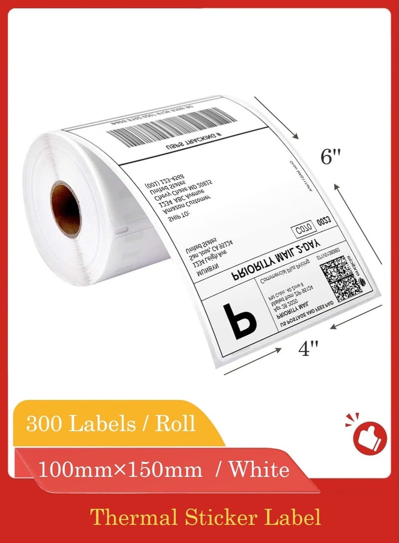 ورق ملصقات الشحن الحراري 100 * 150 مم (4 * 6 بوصة) ملصق ملصق حراري 300 قطعة - Image 1